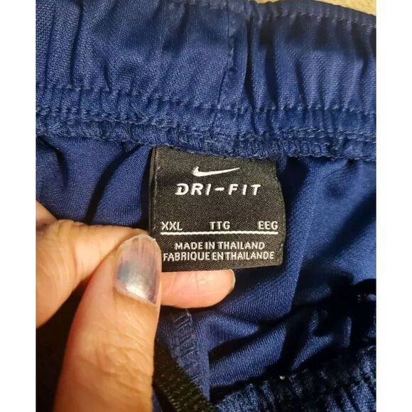 Nike Dri-fit Men's Shorts Navy Blue Drawstring XXL Embroidered Black Swoosh Logo - Picture 6 of 6